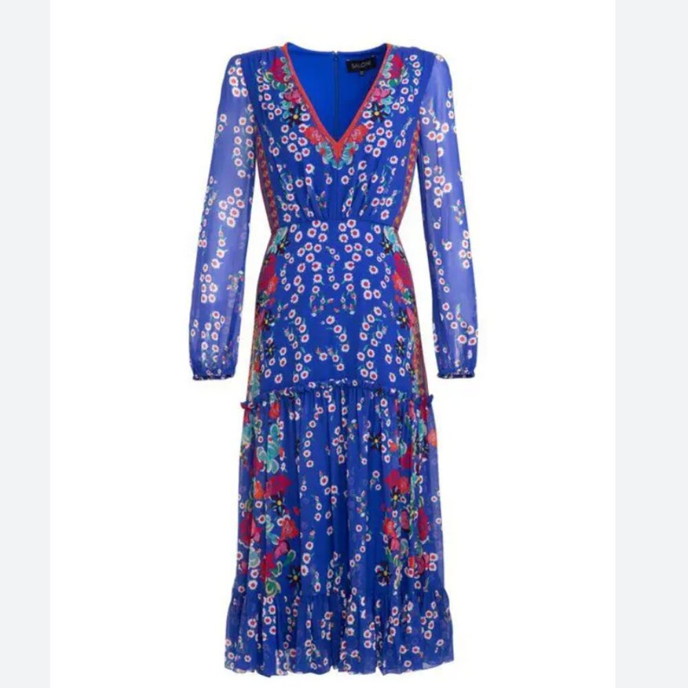 Saloni Silk Cobalt Devon Dress size 2